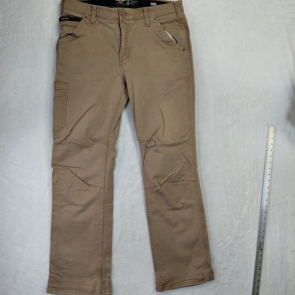 Ariat Rebar M4 Relaxed Boot Cut Work Pants Tan Khaki 36x34 Mens Utility Trousers